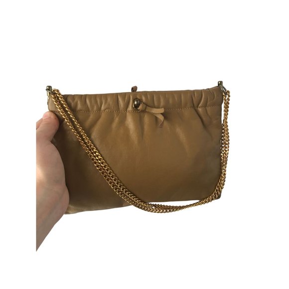 Cool Tan Leather Set Gloves and Handbag Vintage Accessories Set - Picture 7 of 11